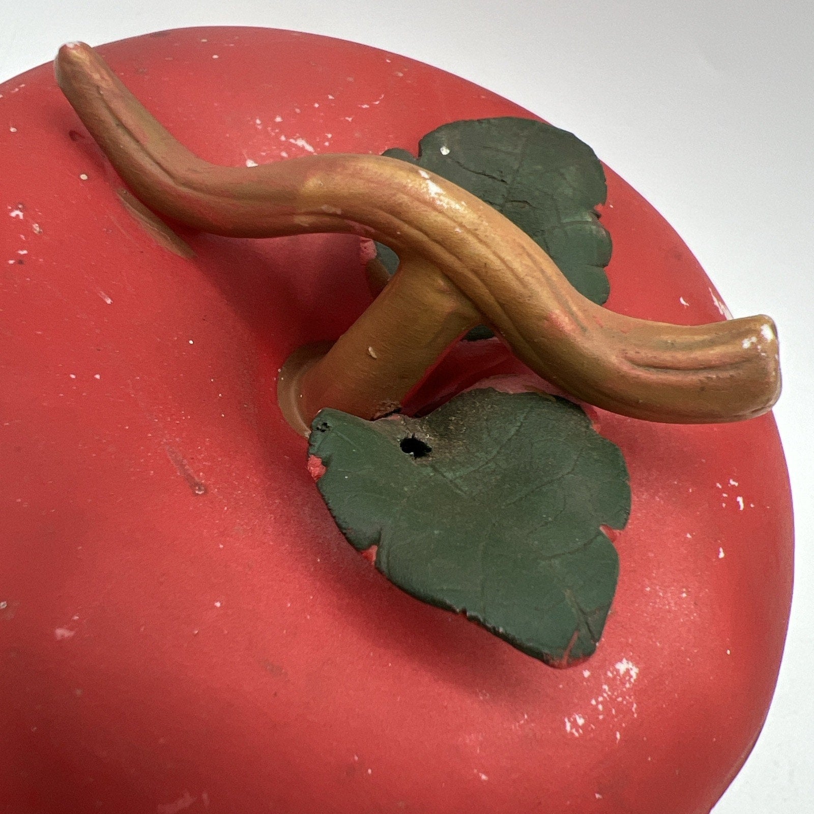 Vintage Anthropomorphic Red Apple Jar Stem Lid Covered Dish Bone China Matte 5"