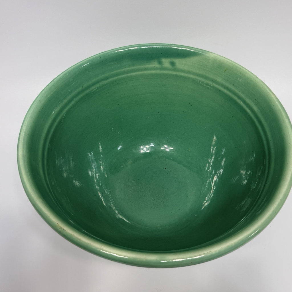 Vintage Bauer Ringware Mixing Bowl Turquoise Green Glaze #12 USA Stoneware 9.25"
