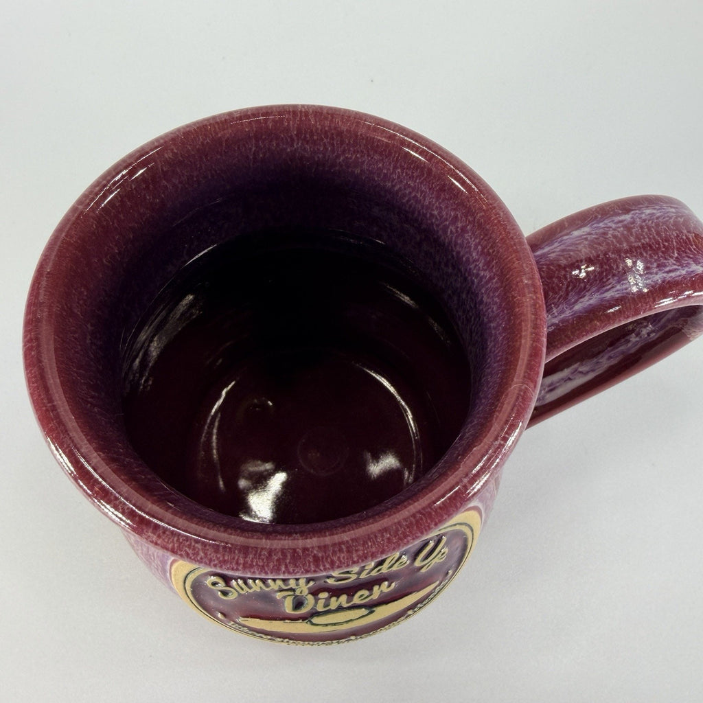 Deneen Pottery Sunny Side Up Diner Coffee Mug Red Drip Glaze 2016 Handmade