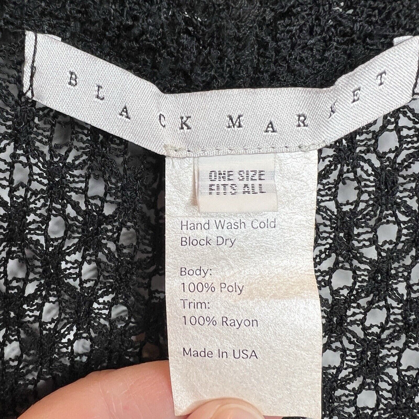 Black Lace Cocktail Cape Capelet Shawl Fringe Rayon Black Market One Size USA