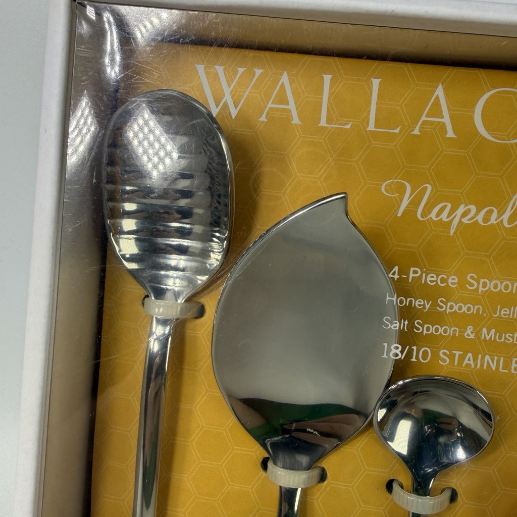 Wallace 4 Piece Stainless Steel Napoleon Bee Serving Spoon Set 2015 NEW