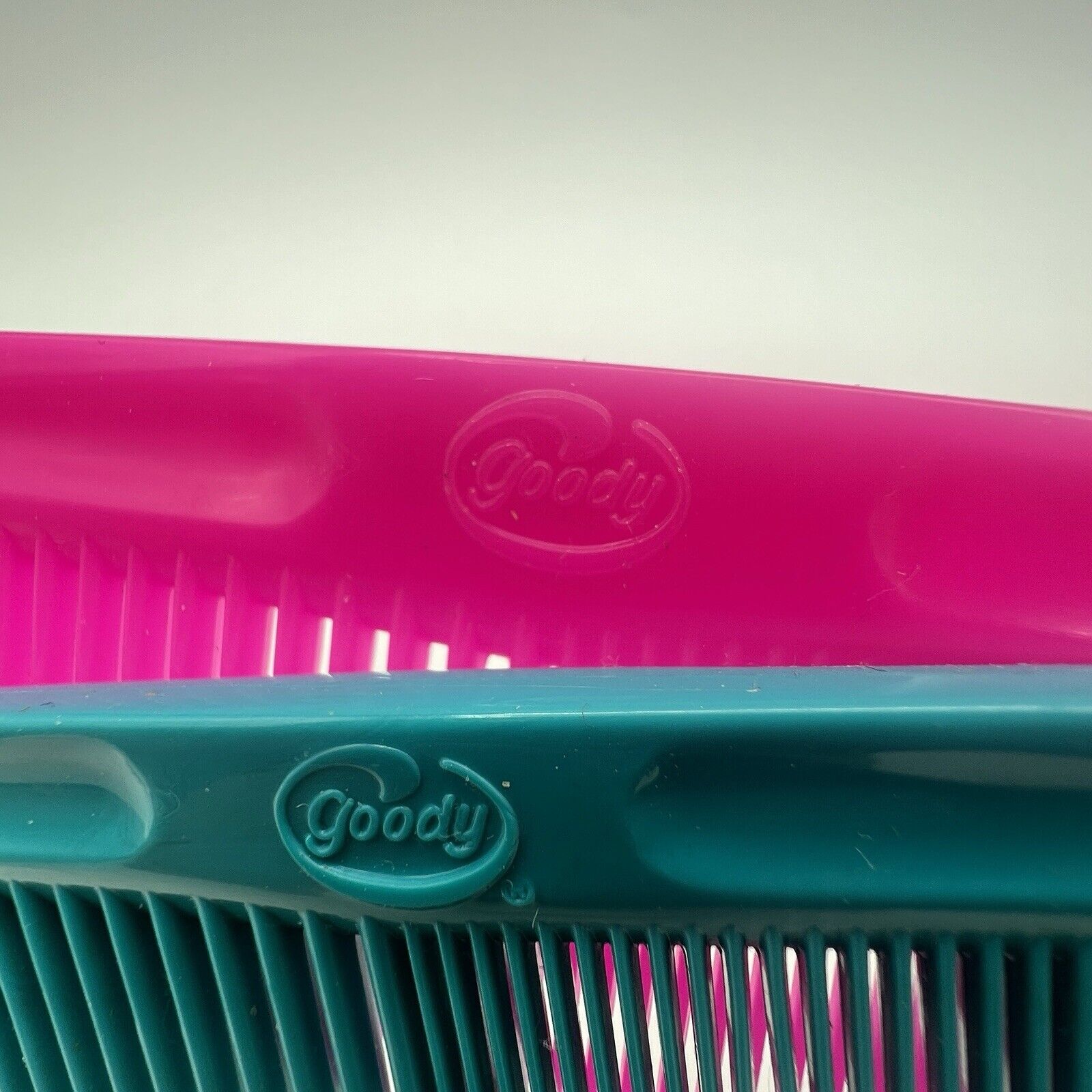 Set 2 Vintage Goody Hair Combs Hot Pink Teal Green Plastic 80s 90s Retro Pocket