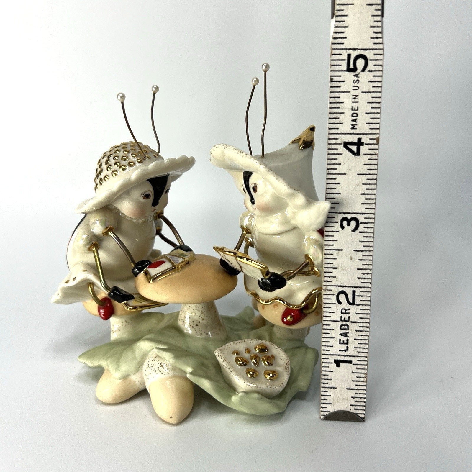 Lenox Treasures Lucky Ladybugs Playing Cards Garden Figurine Mushroom 5"