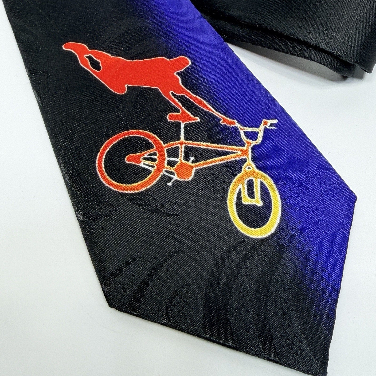 No Boundaries Mens Tie BMX Biker Blue Y2K 3.25" Retro Extreme Shreds X Games NEW