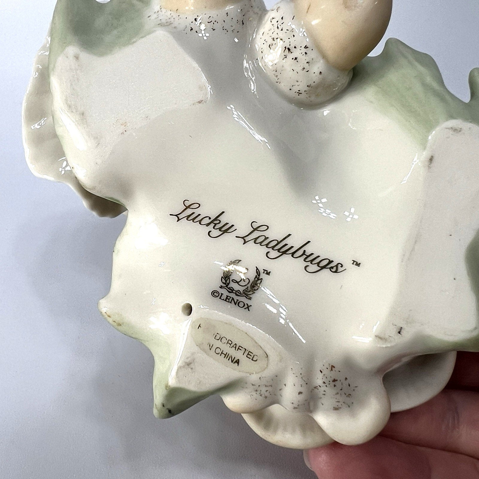 Lenox Treasures Lucky Ladybugs Playing Cards Garden Figurine Mushroom 5"