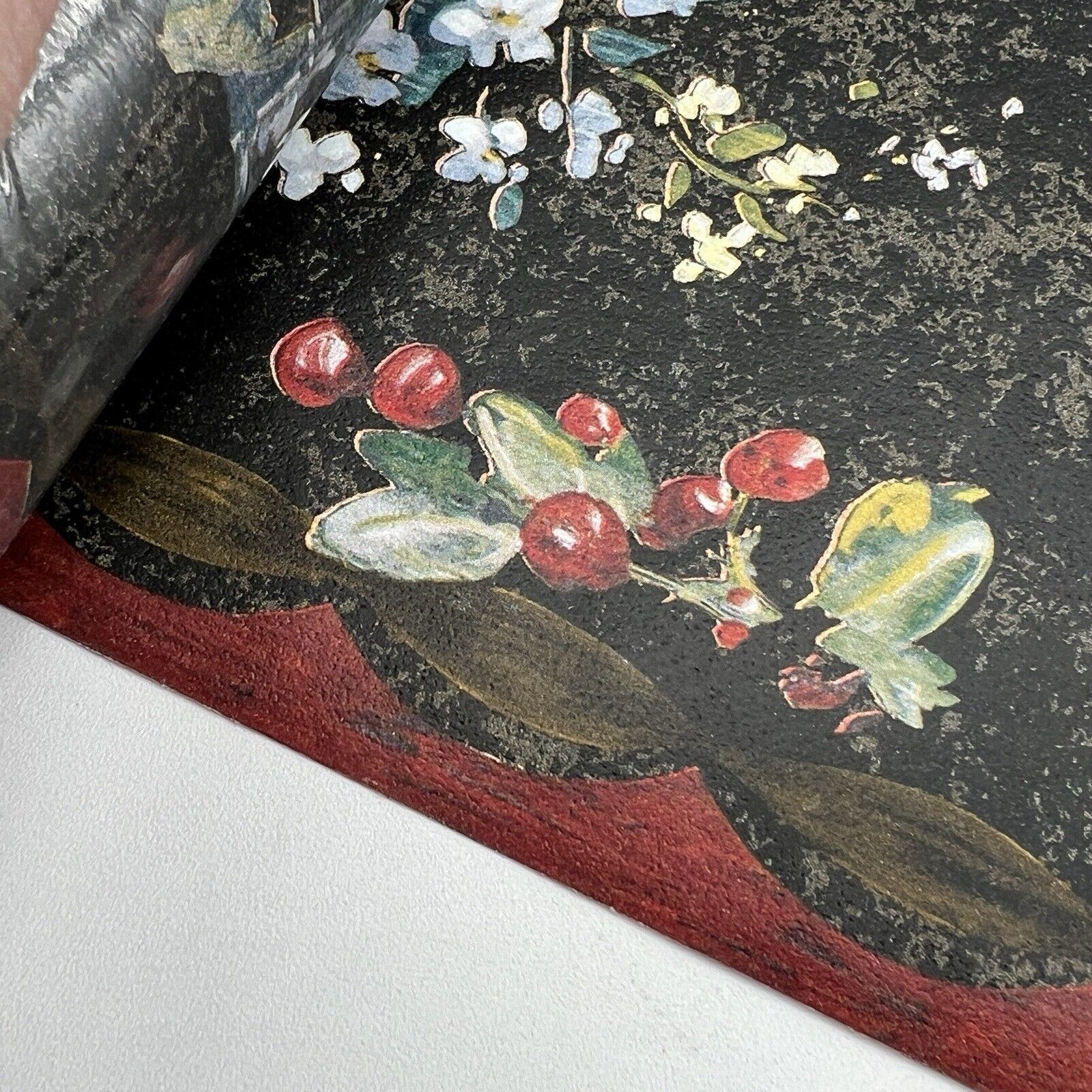4 Roll Brewster Victorian Fruit Basket Wallpaper Border Black Red Pre-Pasted