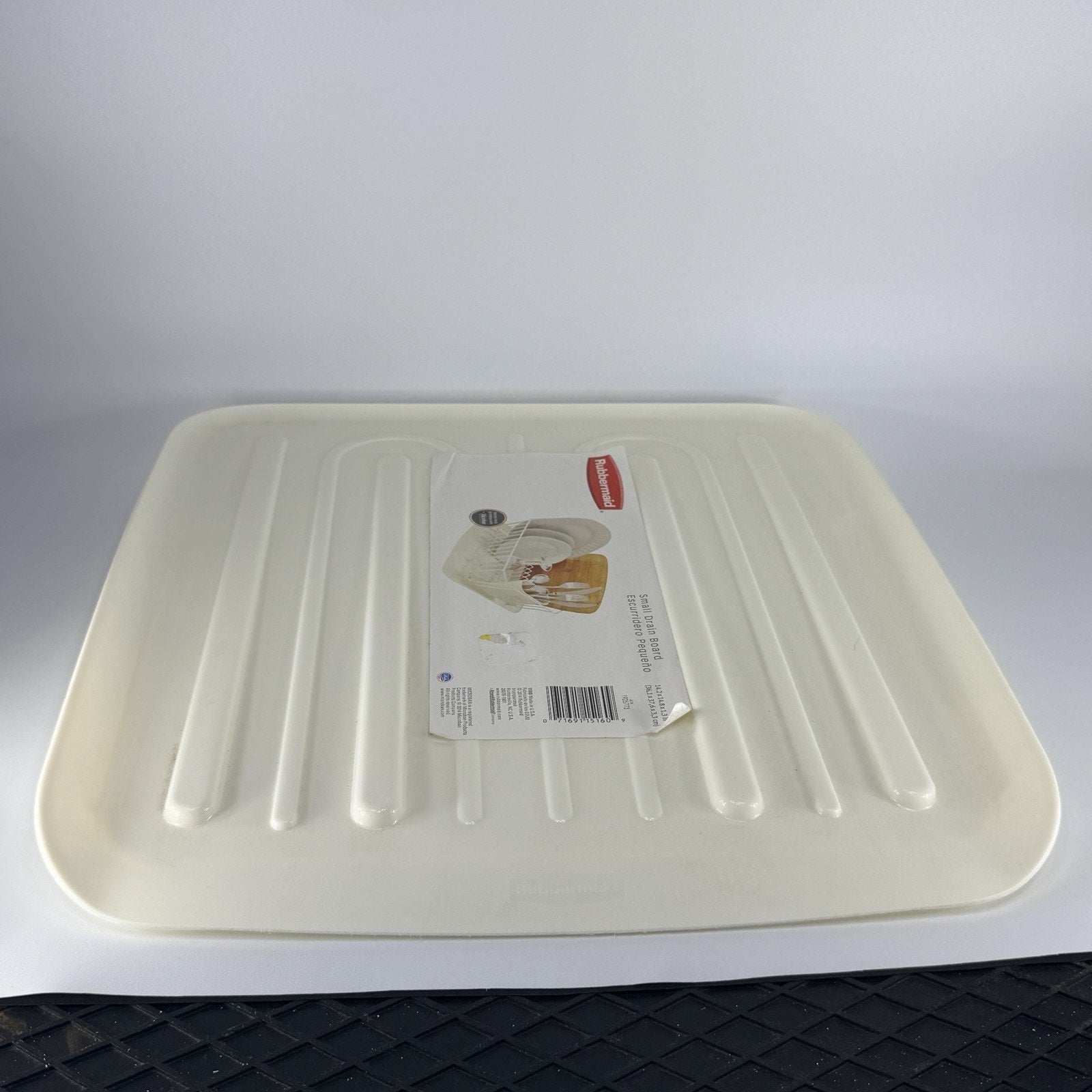 Vtg Rubbermaid Hard Rubber Small Drain Board Dish Tray 118A Almond 14.2 x 14.8