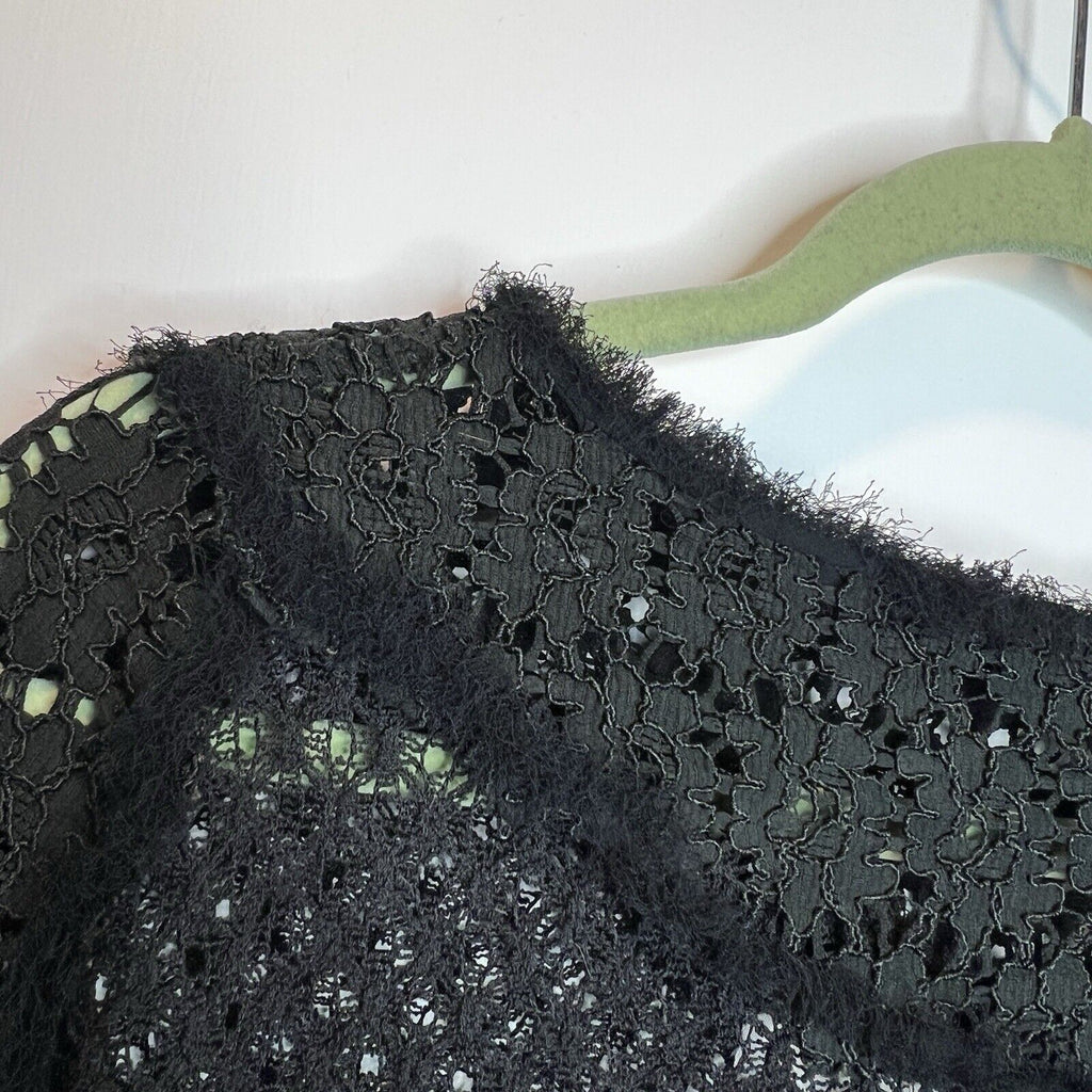Black Lace Cocktail Cape Capelet Shawl Fringe Rayon Black Market One Size USA