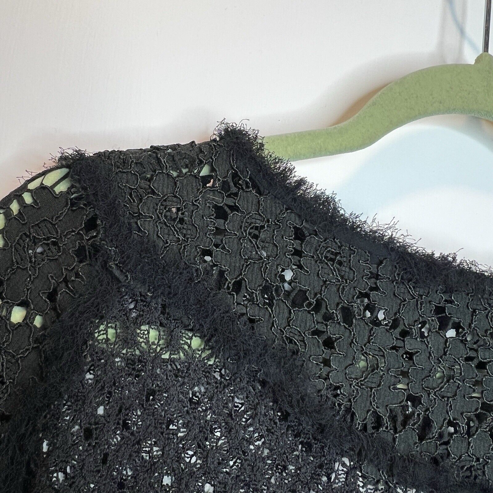 Black Lace Cocktail Cape Capelet Shawl Fringe Rayon Black Market One Size USA