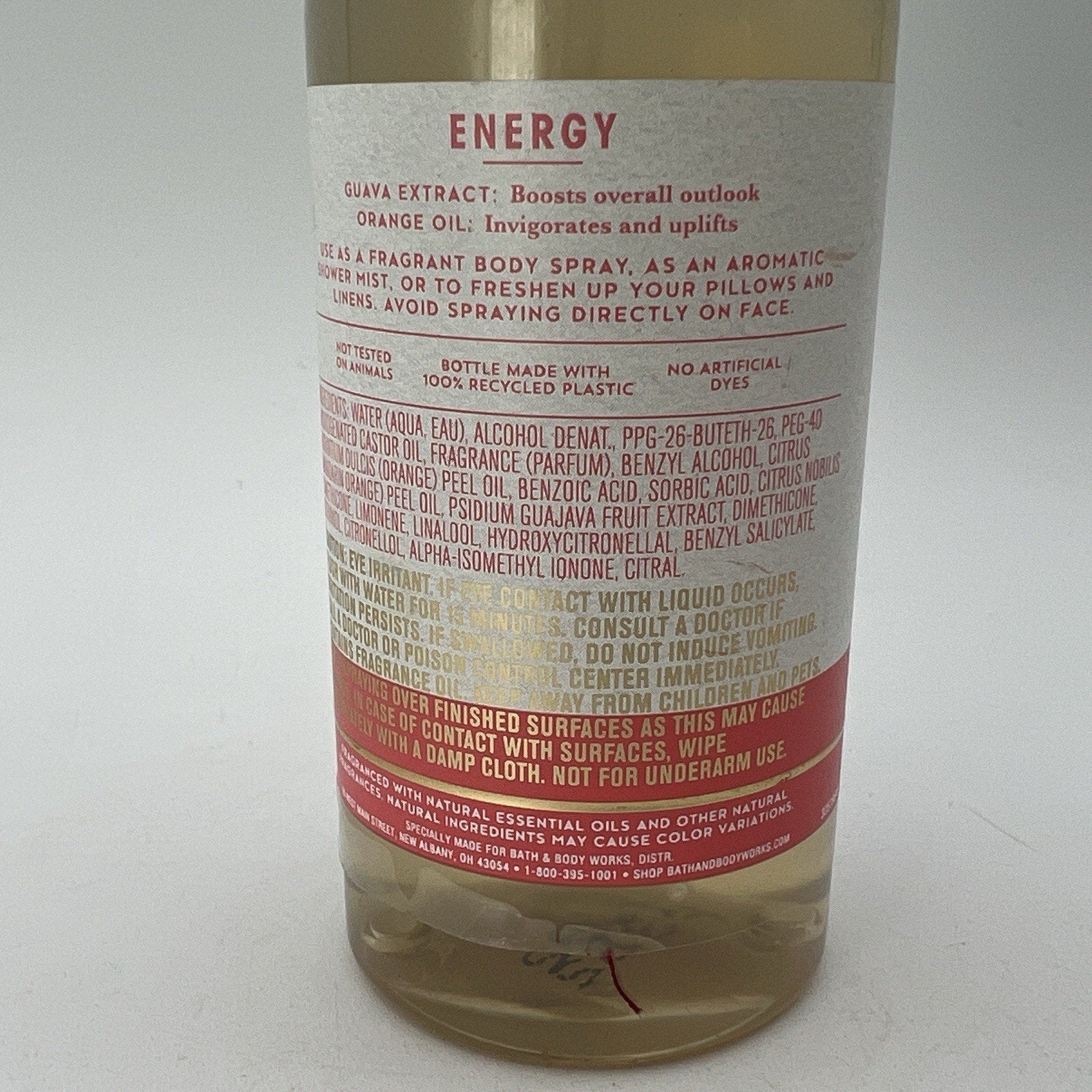 Bath & Body Works Aromatherapy ENERGY Orange + Guava Essential Oil Mist 5.3 oz