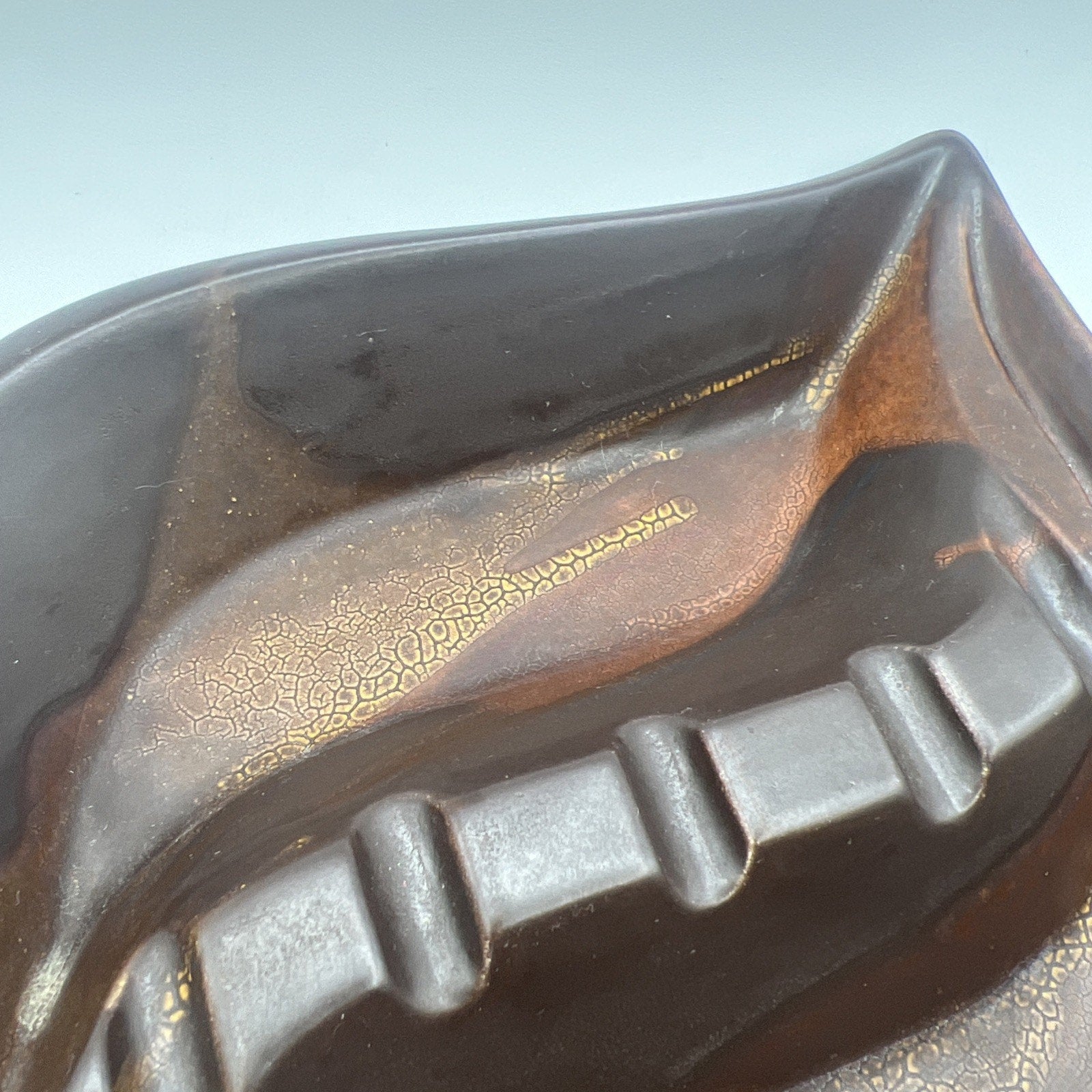 Vtg Royal HAEGER 2094 Brown Earth Wrap Molted Ashtray USA 12.5" MCM 1970s