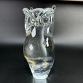 Vtg Pilgrim Art Glass Owl Figurine Paperweight 7" Clear Hand Blown Bird MCM