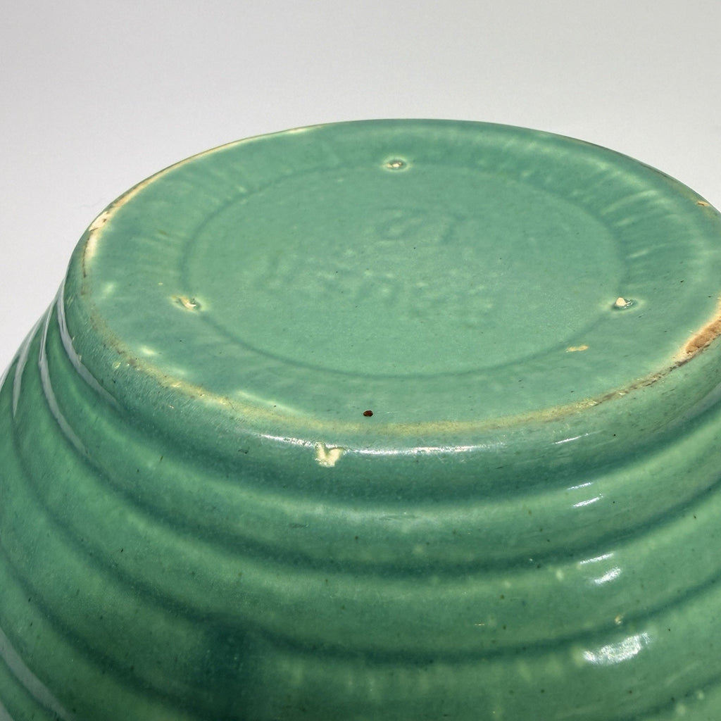 Vintage Bauer Ringware Mixing Bowl Turquoise Green Glaze #12 USA Stoneware 9.25"