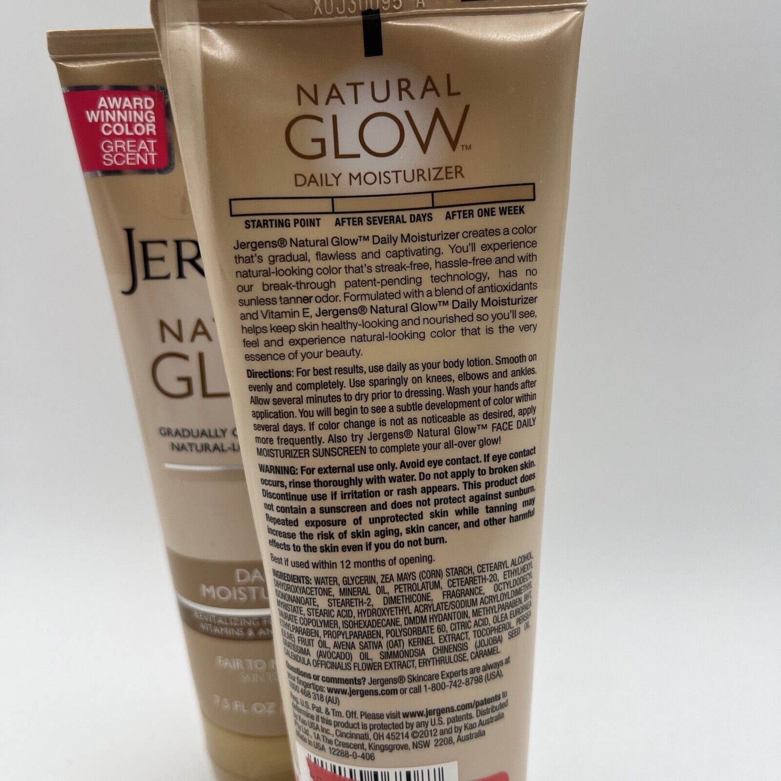 2 Jergens Natural Glow Daily Moisturizer Fair to Medium Skin Tones Tanner 8 oz
