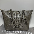 Brahmin Asher Leather Tote Purse Medium Embossed Croc Gray Falcon 15" NEW w/ tag