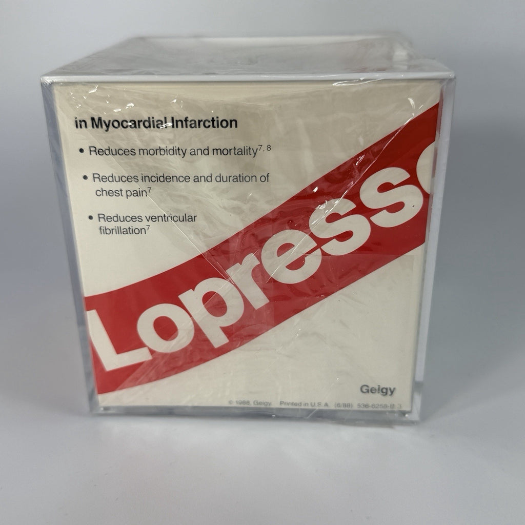 Vintage Pharm Rep Drug Lopressor Paper Note Cube Holder Metoprolol NEW 1988