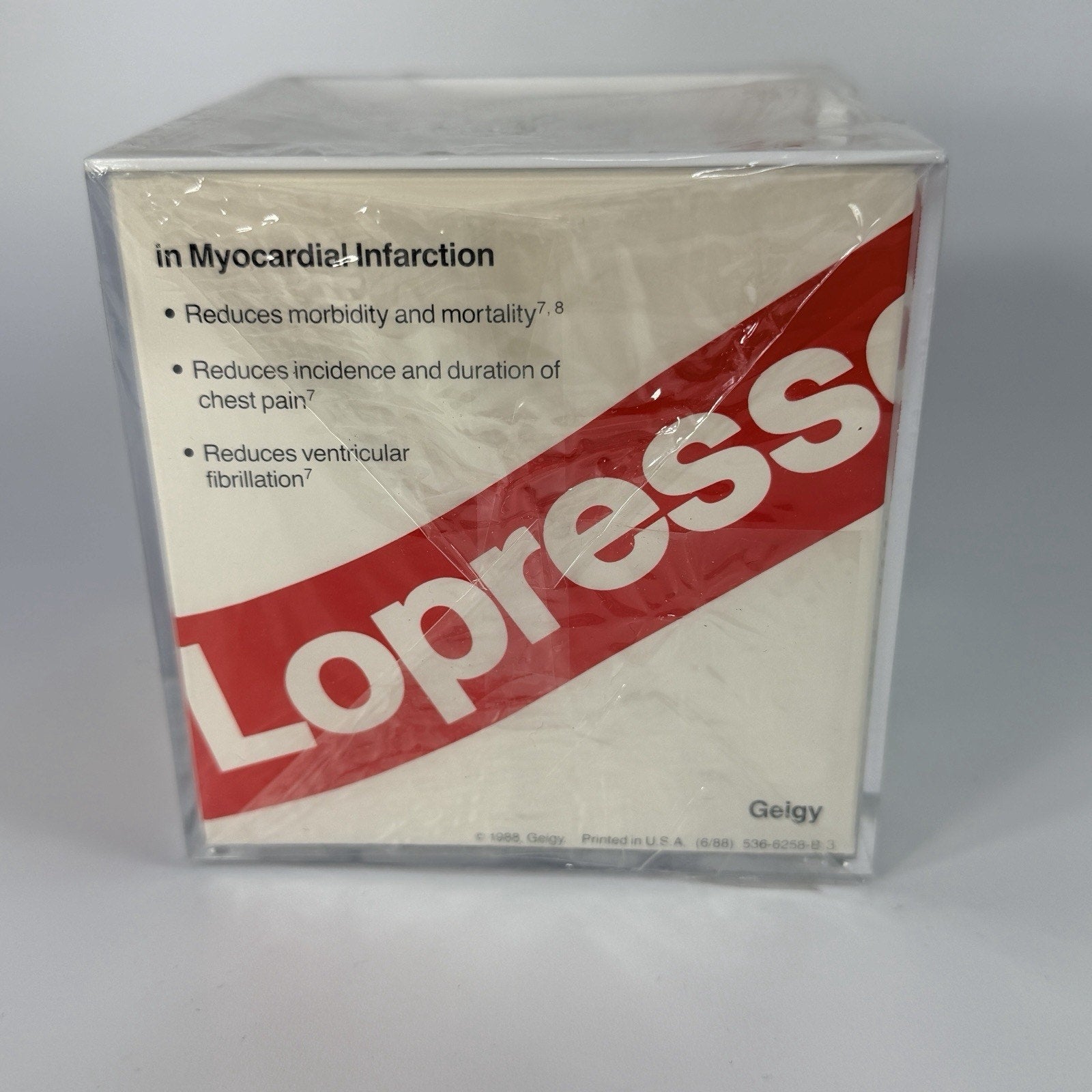 Vintage Pharm Rep Drug Lopressor Paper Note Cube Holder Metoprolol NEW 1988