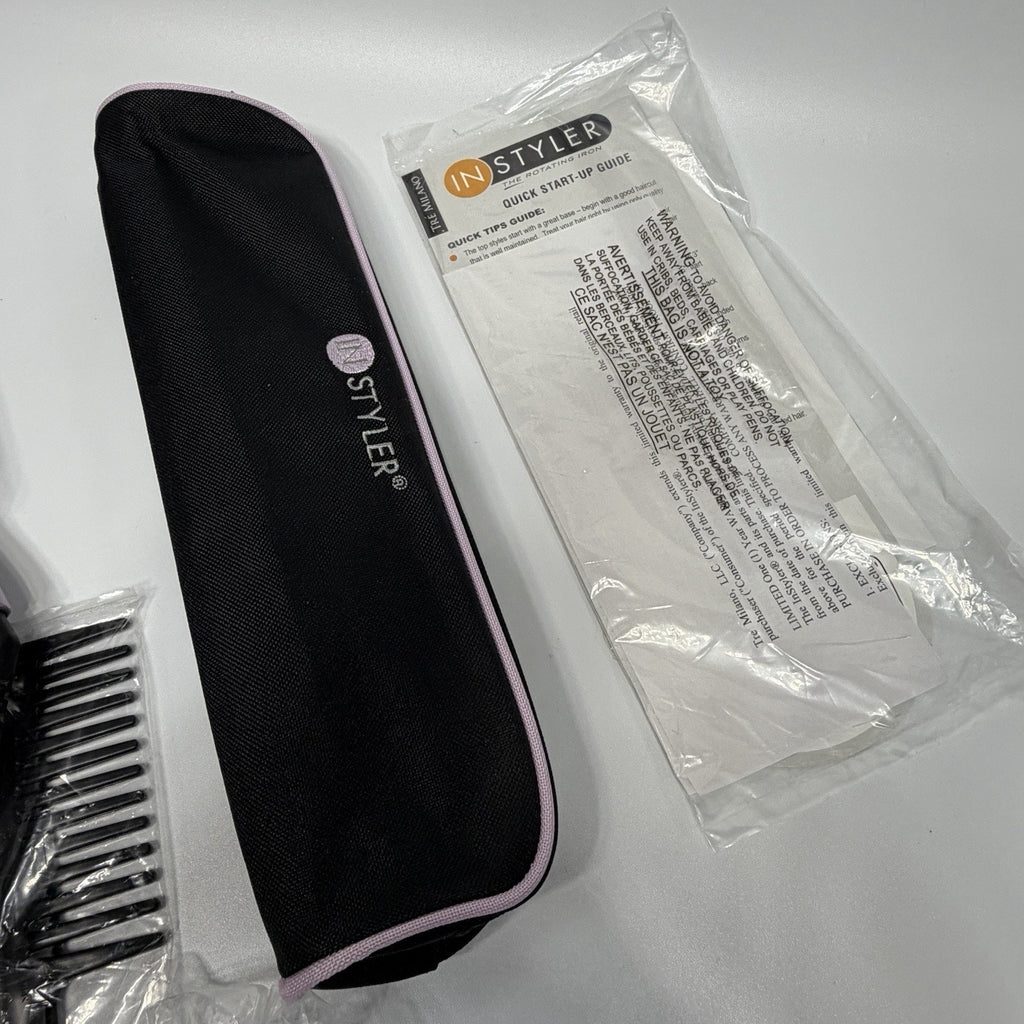 InStyler Wet to 2 Dry Rotating Curling Iron Brush Purple Complete Bag Comb NEW