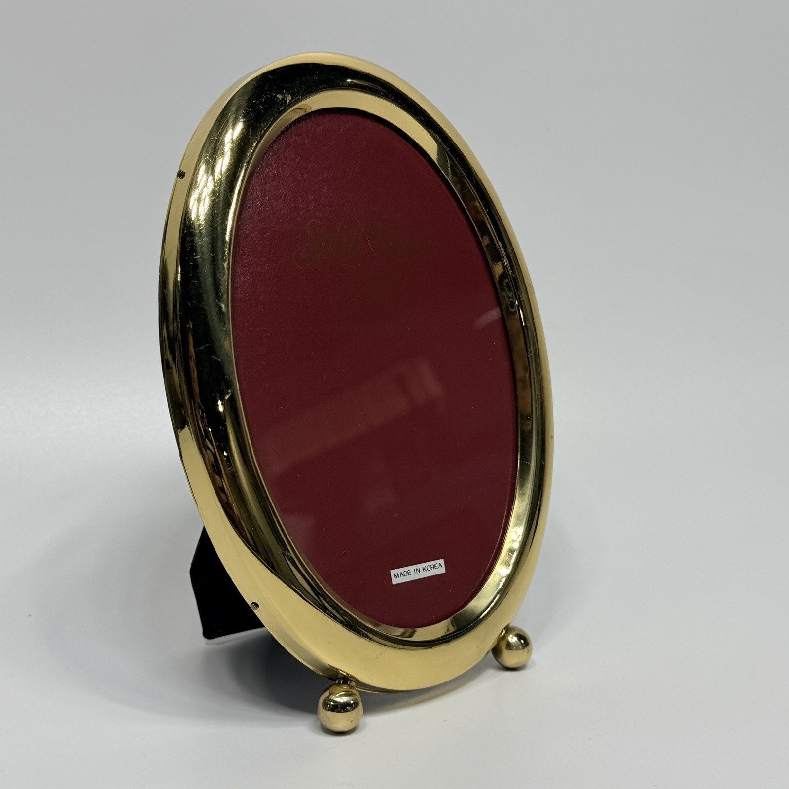 Vintage Brass Oval Picture Photo Frame 5x7" Easel Footed Gold Portrait