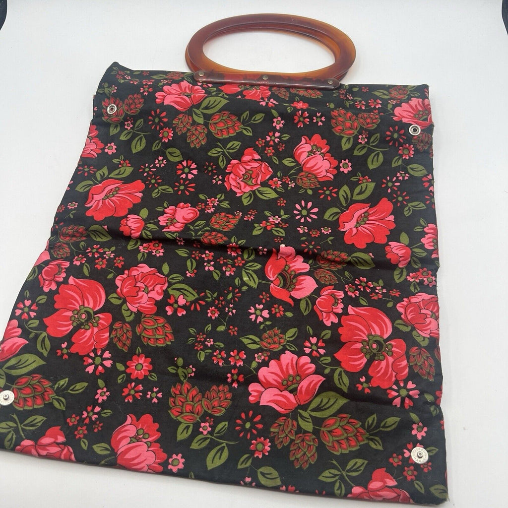 Ladys Pride Folding Tote Bag Purse 1x12.5x15.25" Mid Century Modern Floral 1960s