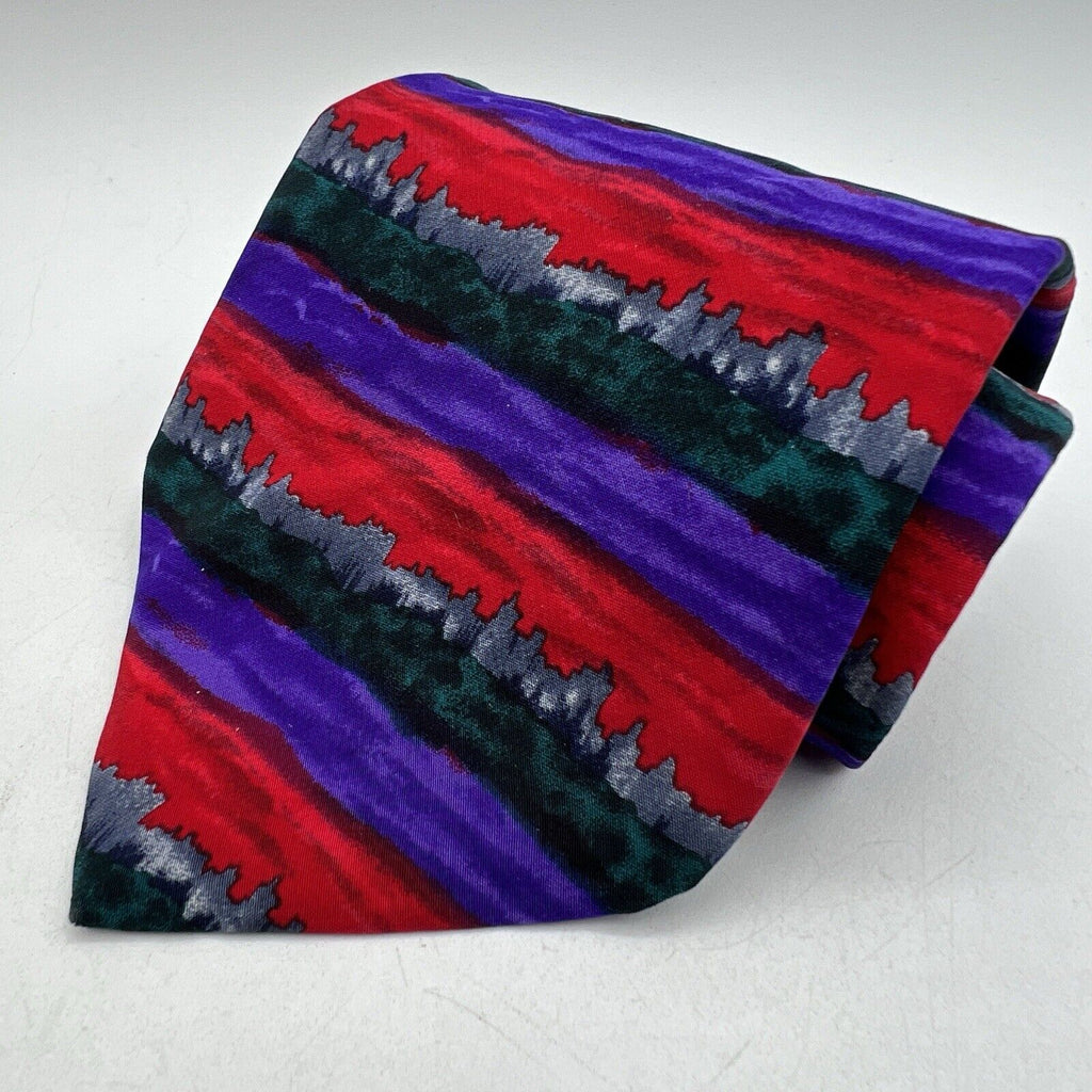 Jerry Garcia Grisman Skyline City Collection 8 AbstractRed Purple Black Tie 4"