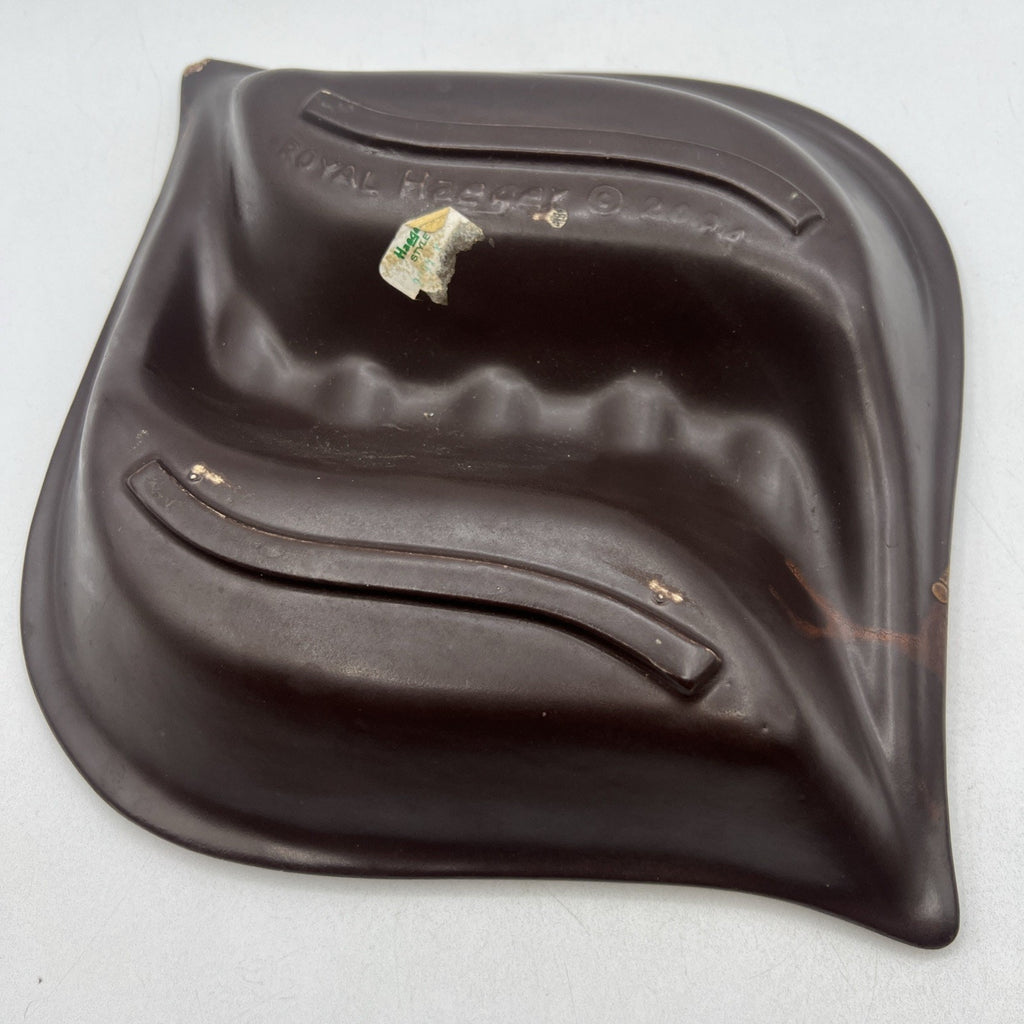 Vtg Royal HAEGER 2094 Brown Earth Wrap Molted Ashtray USA 12.5" MCM 1970s