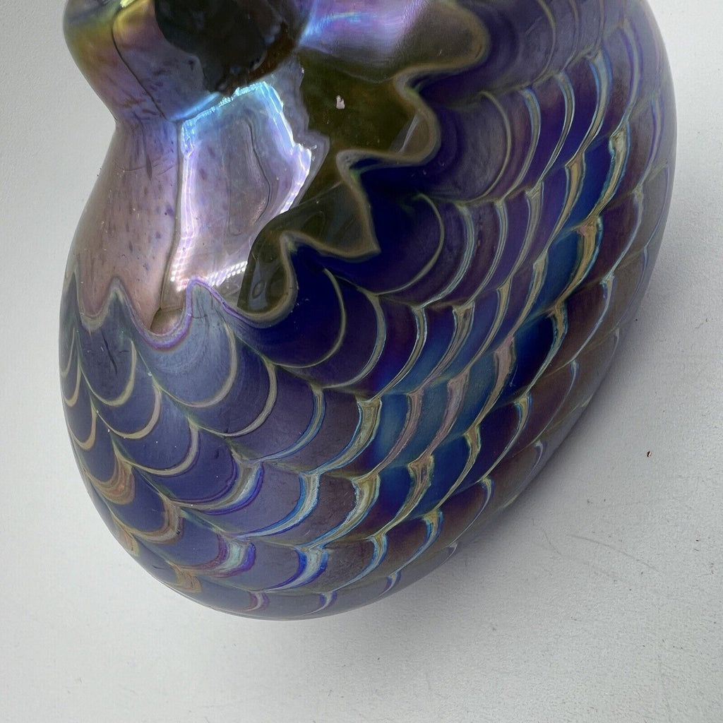 Blown Art Glass IRIDESCENT Perfume Bottle Purple Gold SIGNED 86 Fellerman 4"