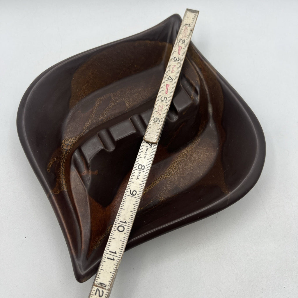 Vtg Royal HAEGER 2094 Brown Earth Wrap Molted Ashtray USA 12.5" MCM 1970s