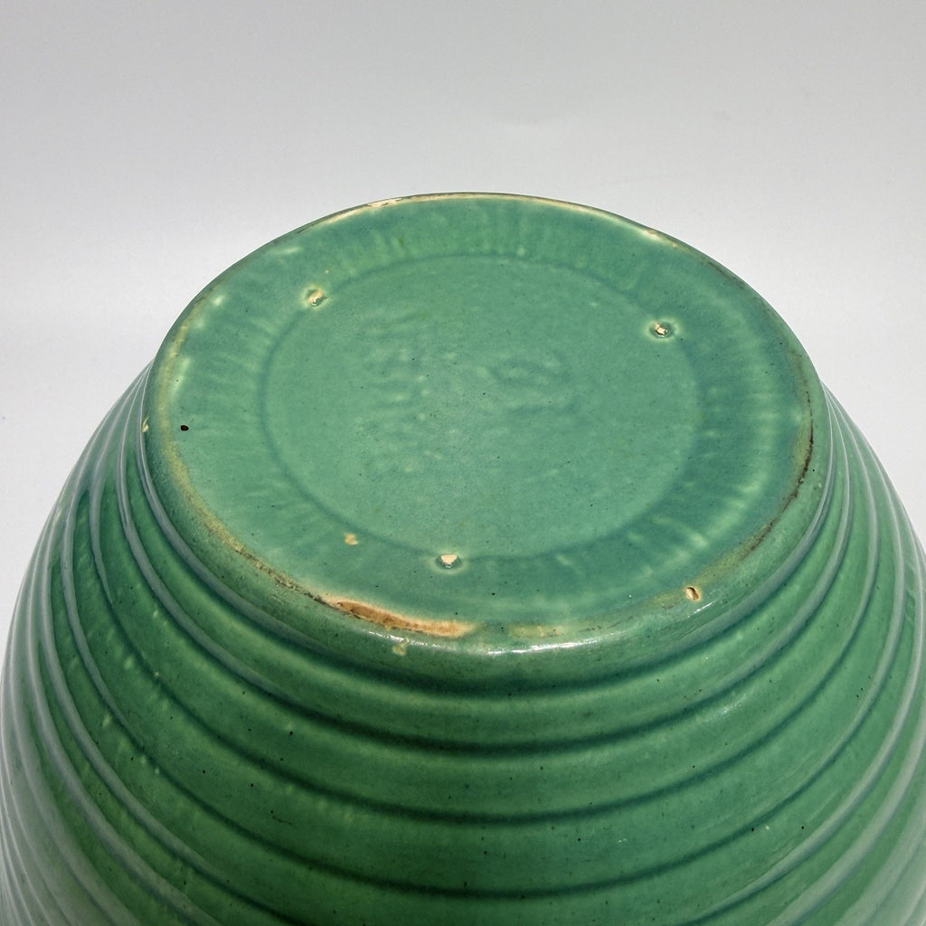 Vintage Bauer Ringware Mixing Bowl Turquoise Green Glaze #12 USA Stoneware 9.25"