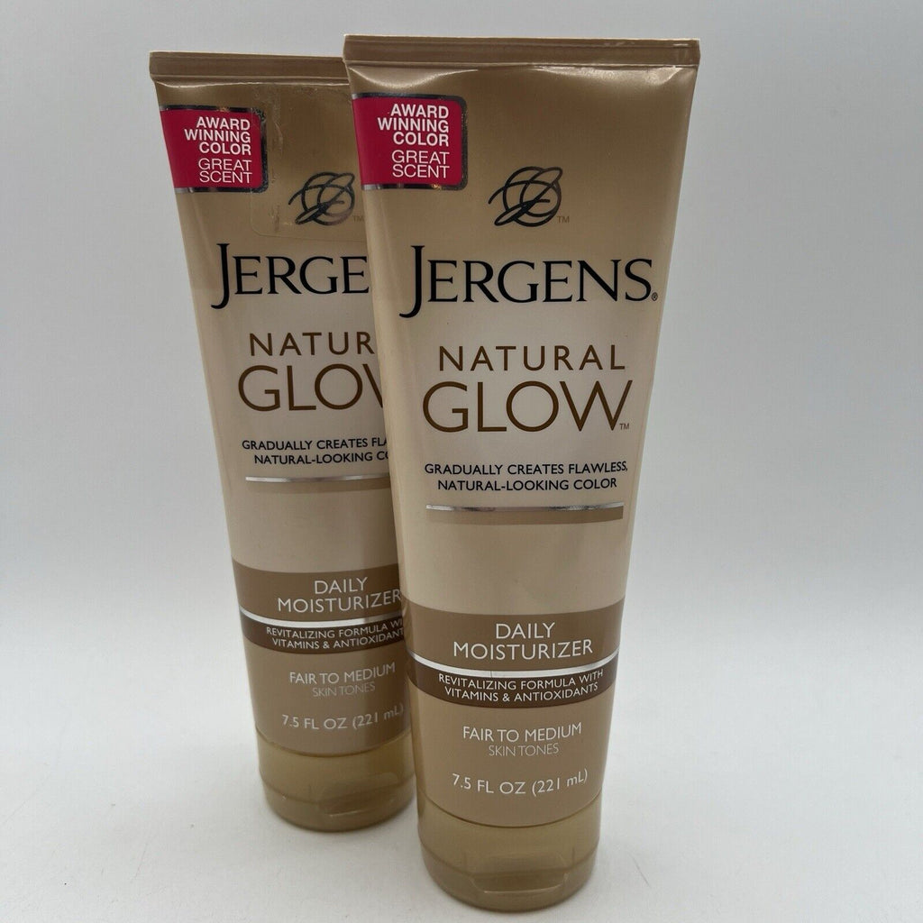 2 Jergens Natural Glow Daily Moisturizer Fair to Medium Skin Tones Tanner 8 oz