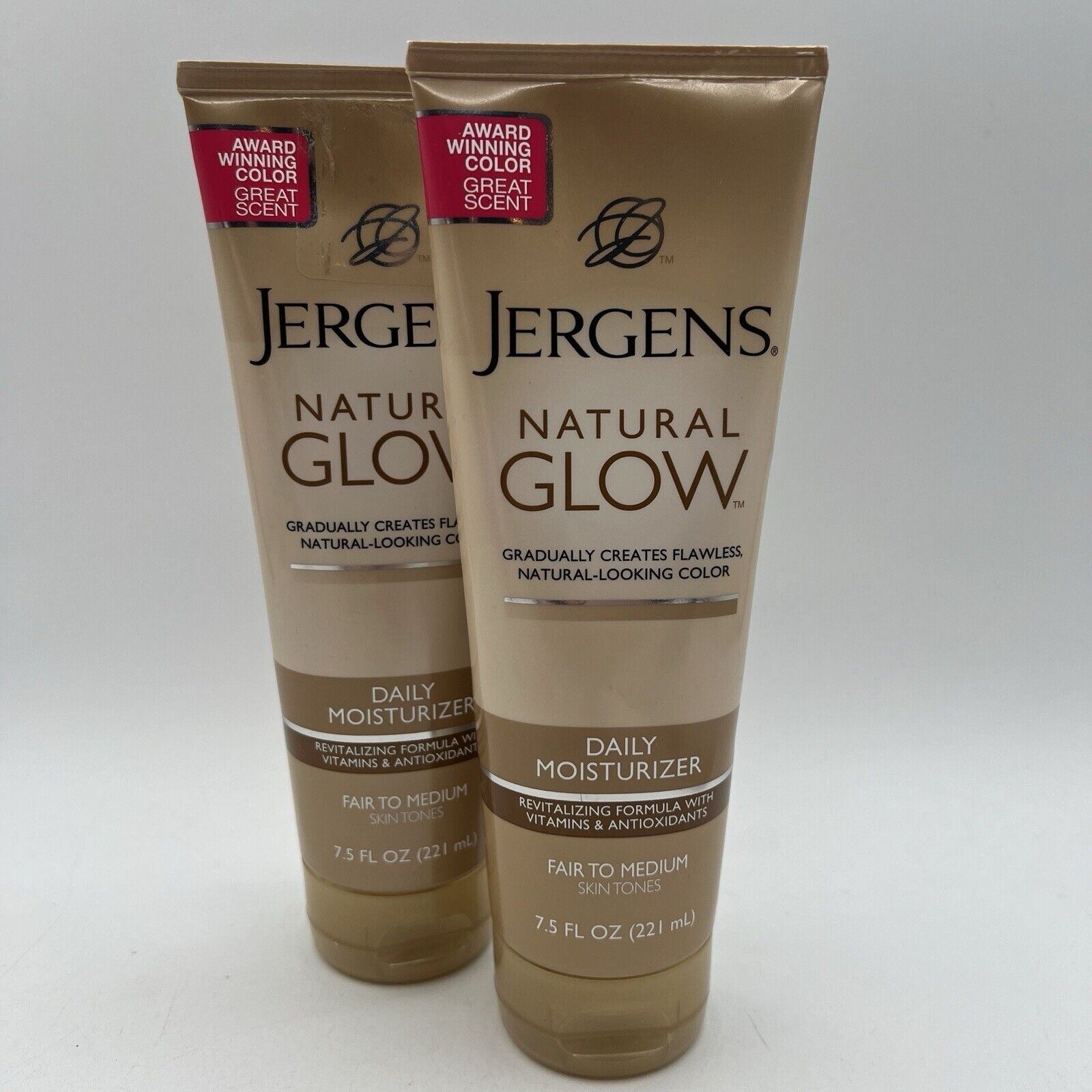 2 Jergens Natural Glow Daily Moisturizer Fair to Medium Skin Tones Tanner 8 oz