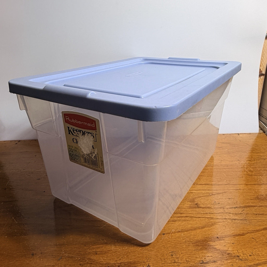 Vtg Rubbermaid 2222 Keepers 19.5 Qt Clear Blue Box Storage Tote Container 1990