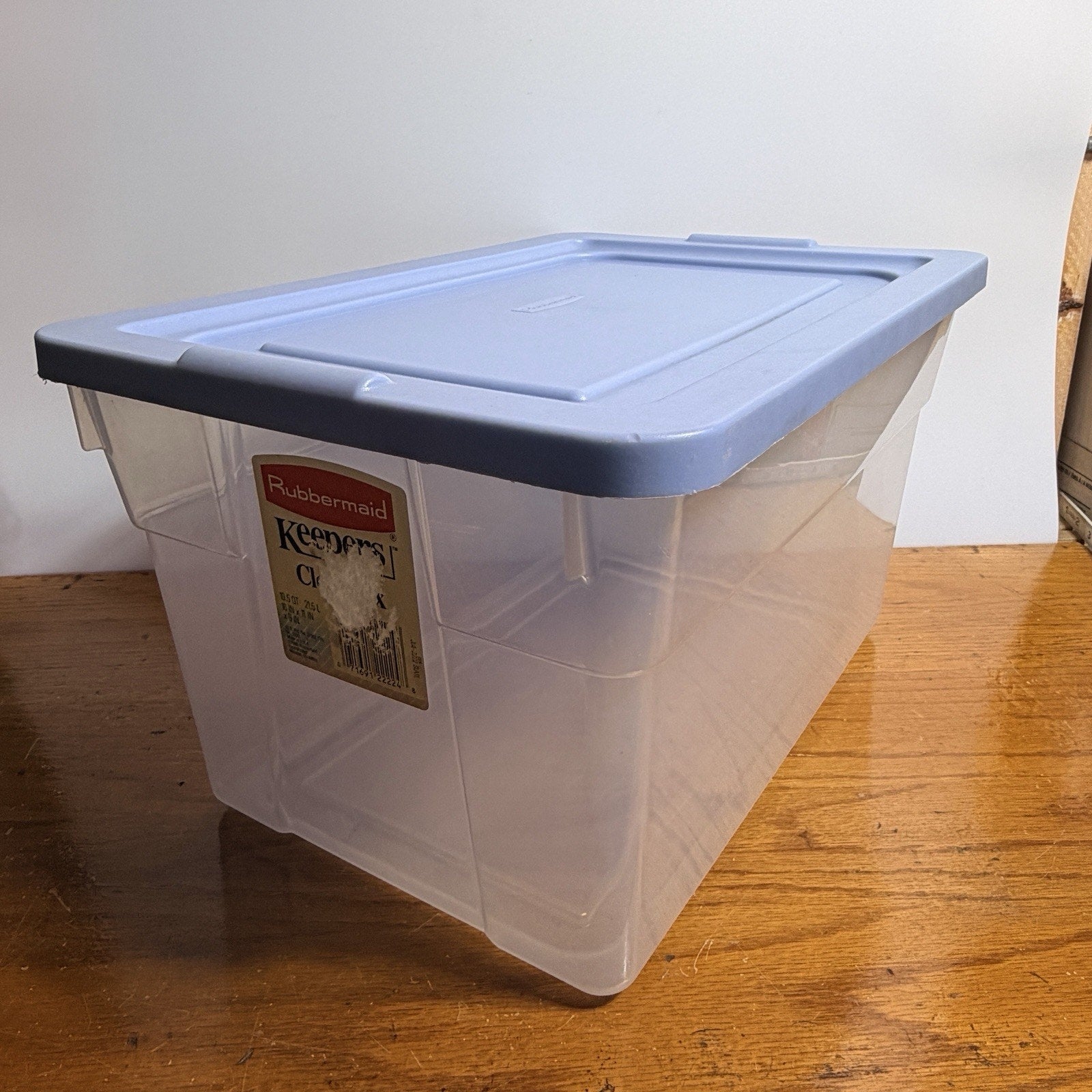 Vtg Rubbermaid 2222 Keepers 19.5 Qt Clear Blue Box Storage Tote Container 1990