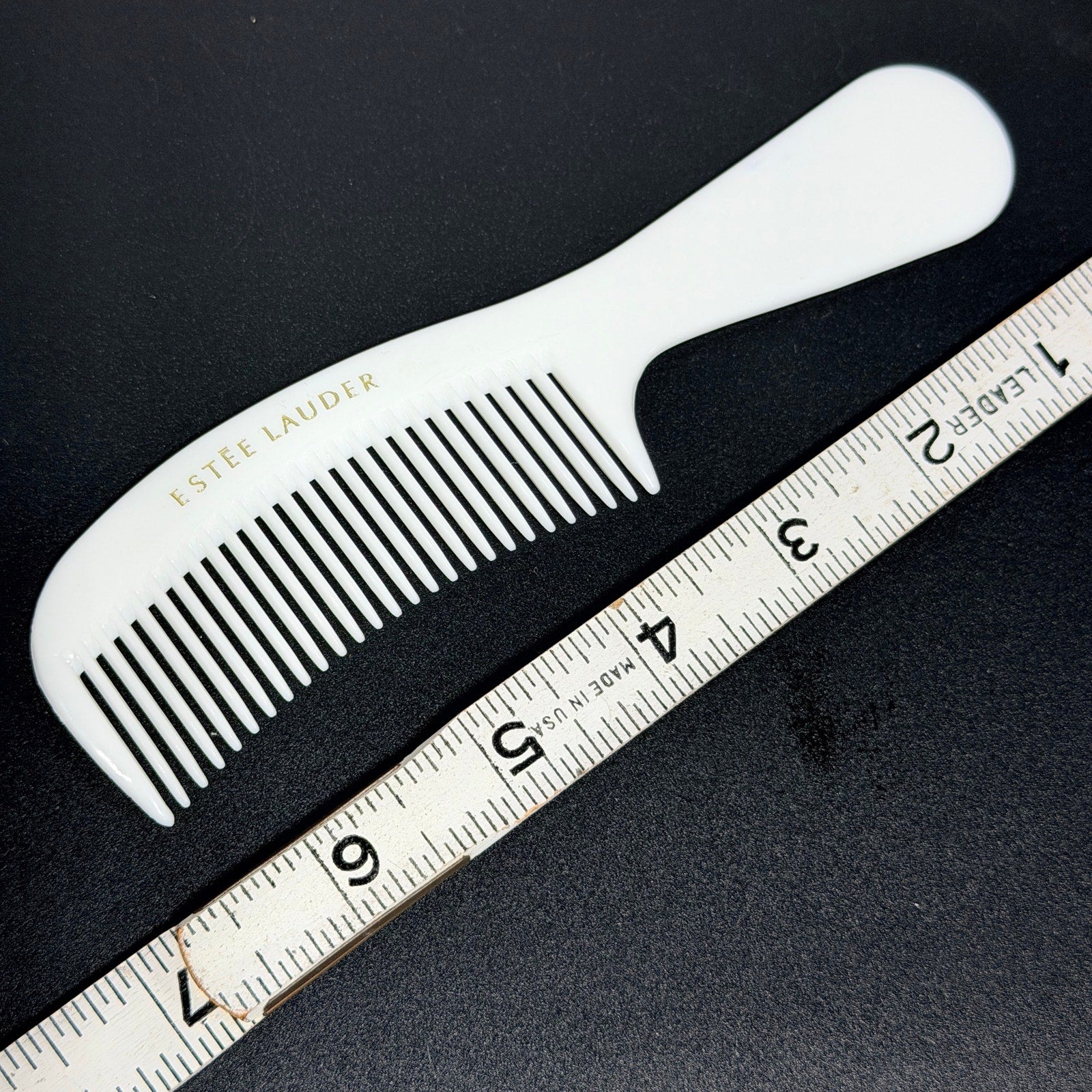 Vtg White Gold Estee Lauder Hair Comb Pocket 6.5" Small Travel
