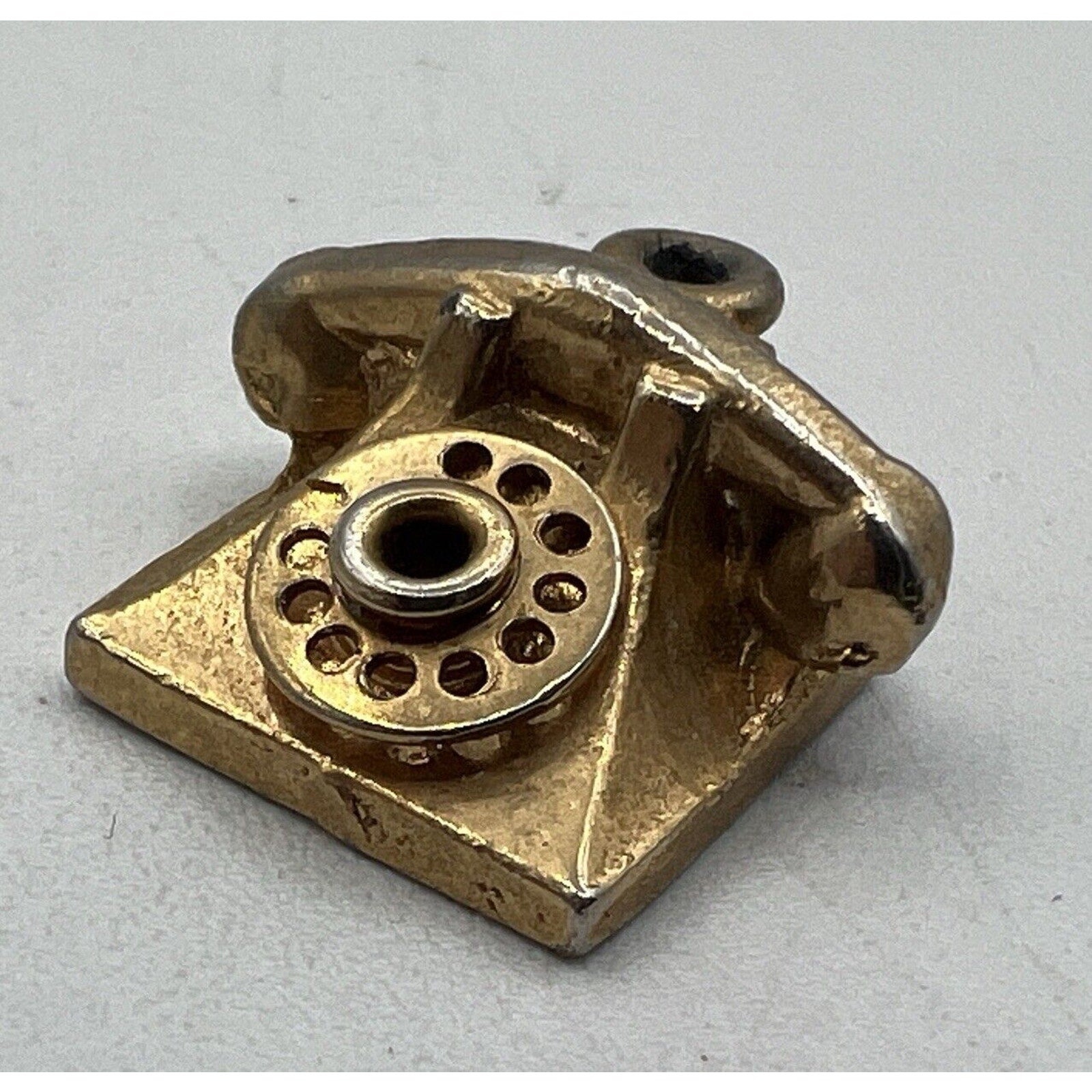 Vtg Rotary Dial Desk Telephone Bracelet Necklace Pendant Gold Charm Gold Tone