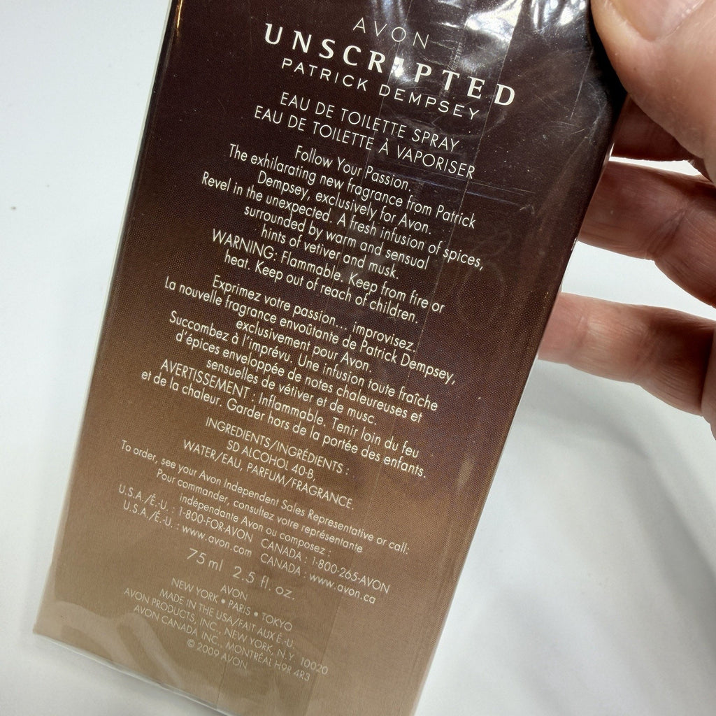 Avon Patrick Dempsey UNSCRIPTED II Eau de Toilette Spray 2.5 oz Discontinued NEW