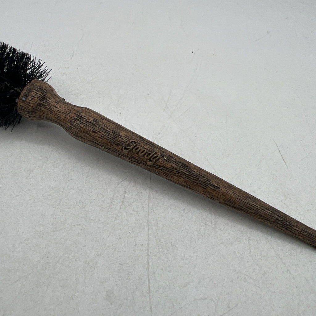 Vintage Goody Faux Wood Grain Round Styling Brush 1" Retro Brown 1970s