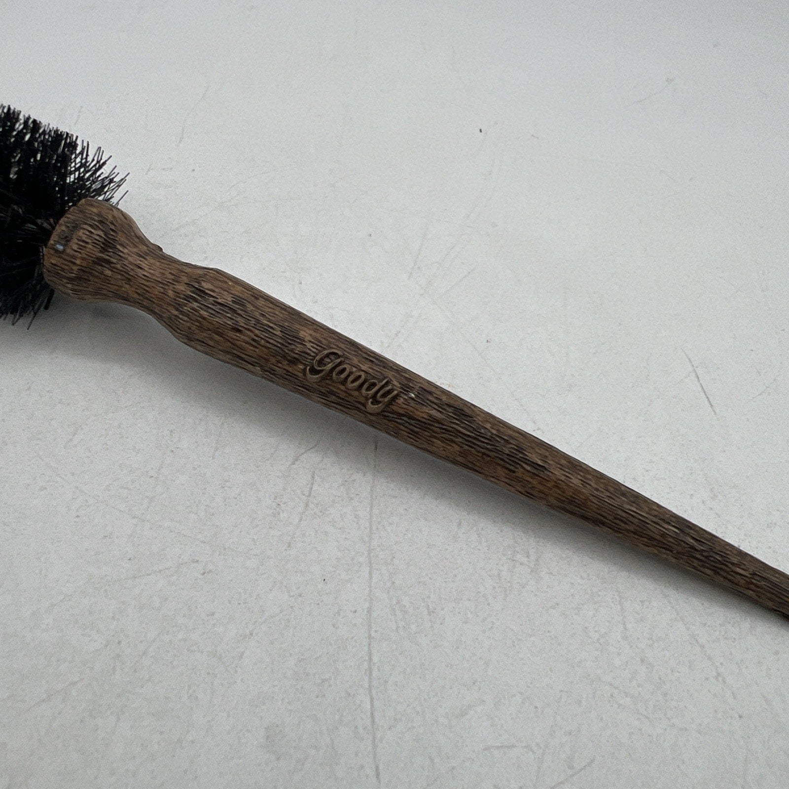 Vintage Goody Faux Wood Grain Round Styling Brush 1" Retro Brown 1970s