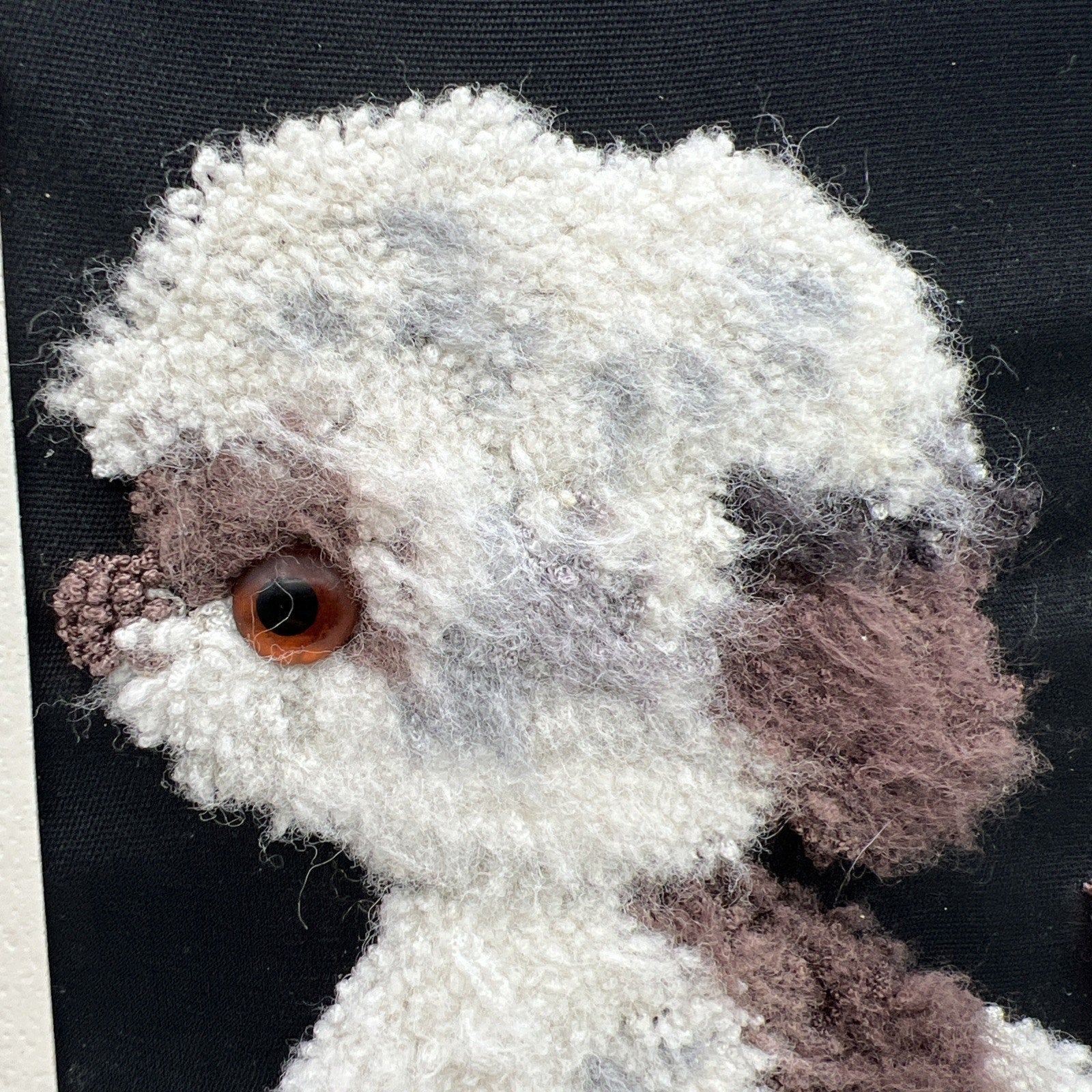 Vtg Felt Punched Latch Hook Dog Picture 3D Framed Puppy Lhaso Apso Poodle 10x12"