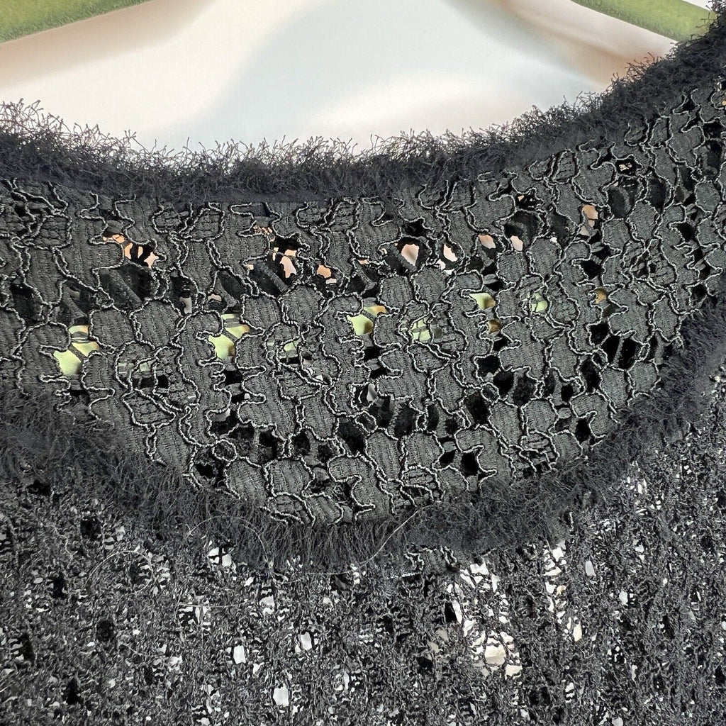 Black Lace Cocktail Cape Capelet Shawl Fringe Rayon Black Market One Size USA
