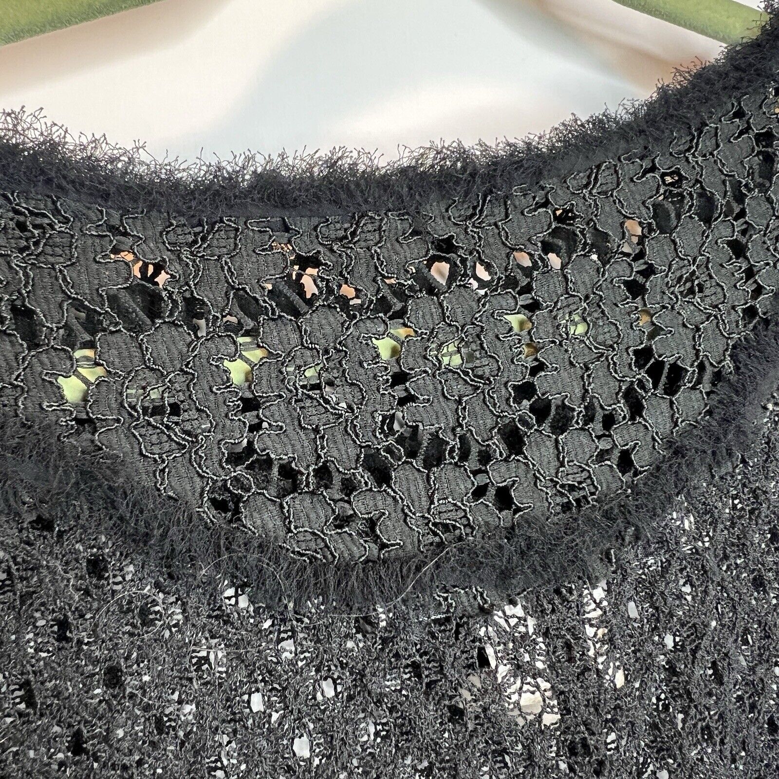 Black Lace Cocktail Cape Capelet Shawl Fringe Rayon Black Market One Size USA