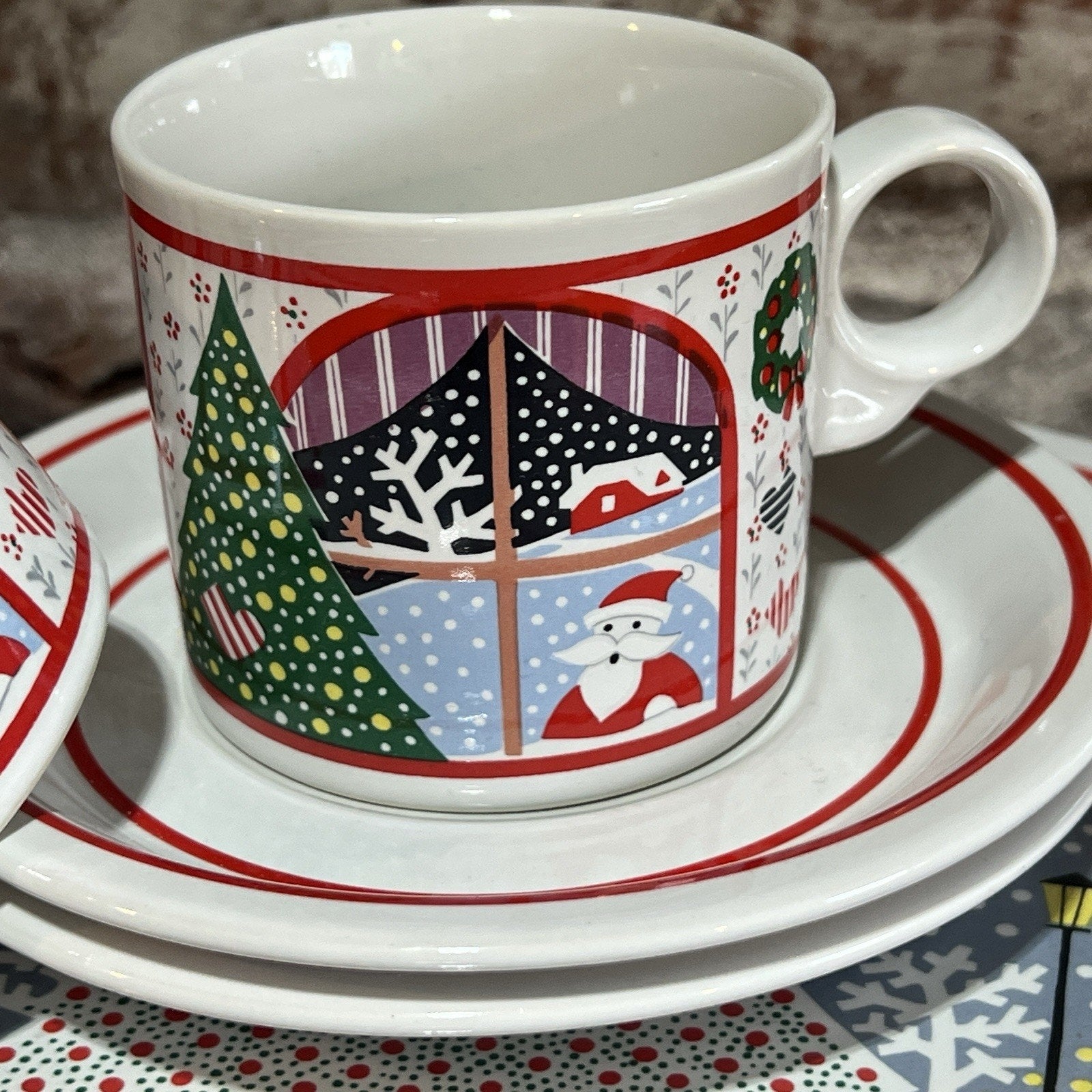 Set 2 Noritake Twas the Night Before 8100 S Dinner Plates Mugs Scottie Dog