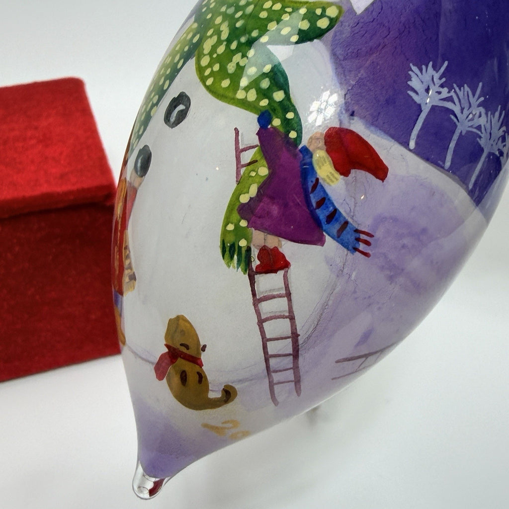 Pier 1 Li Bien Glass Build A Snowman Christmas Ornament 4.5 Ladder Tear 2011 Box