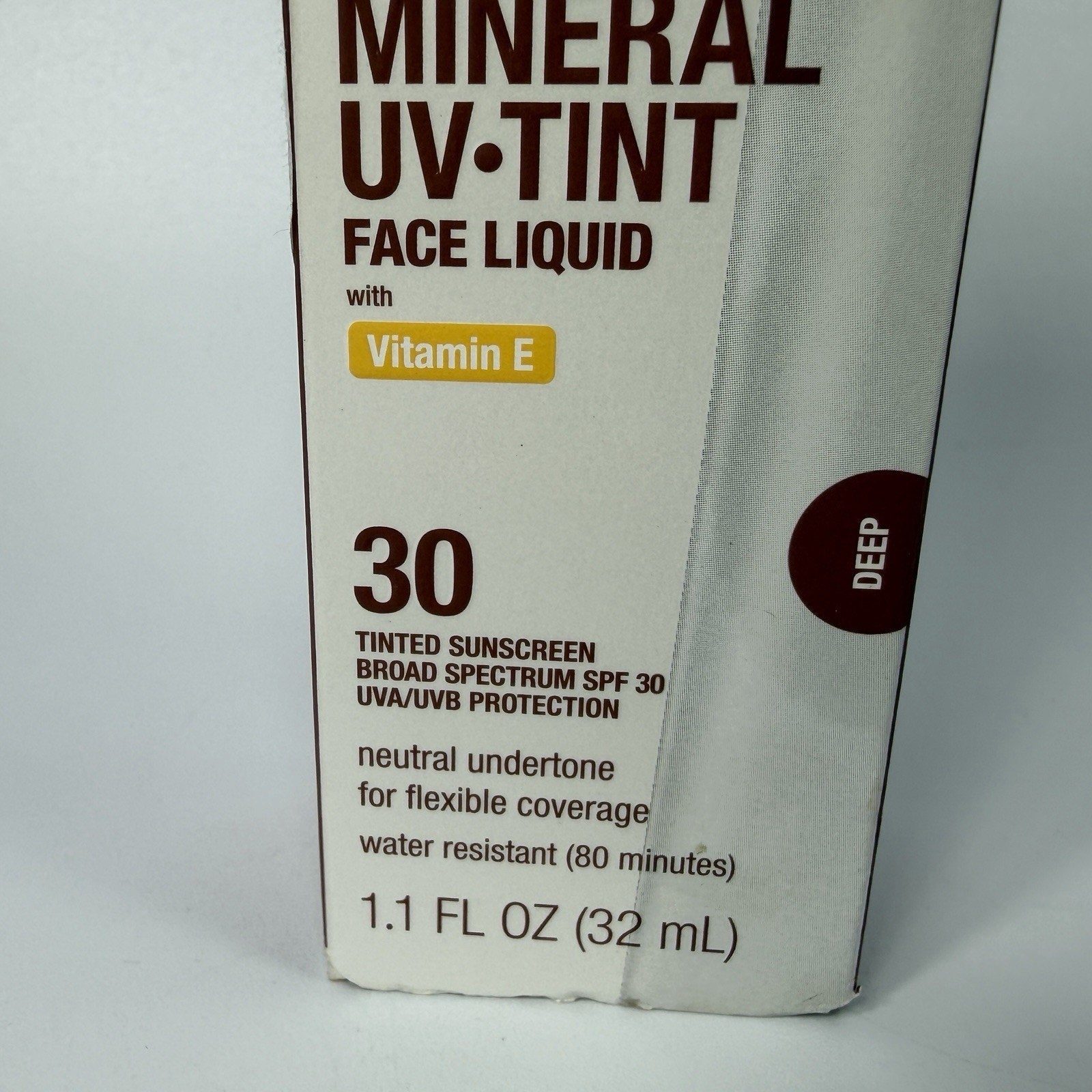 Neutrogena Mineral UV Tint Face Liquid SPF30 DEEP 1.1 fl oz EX 02/2026