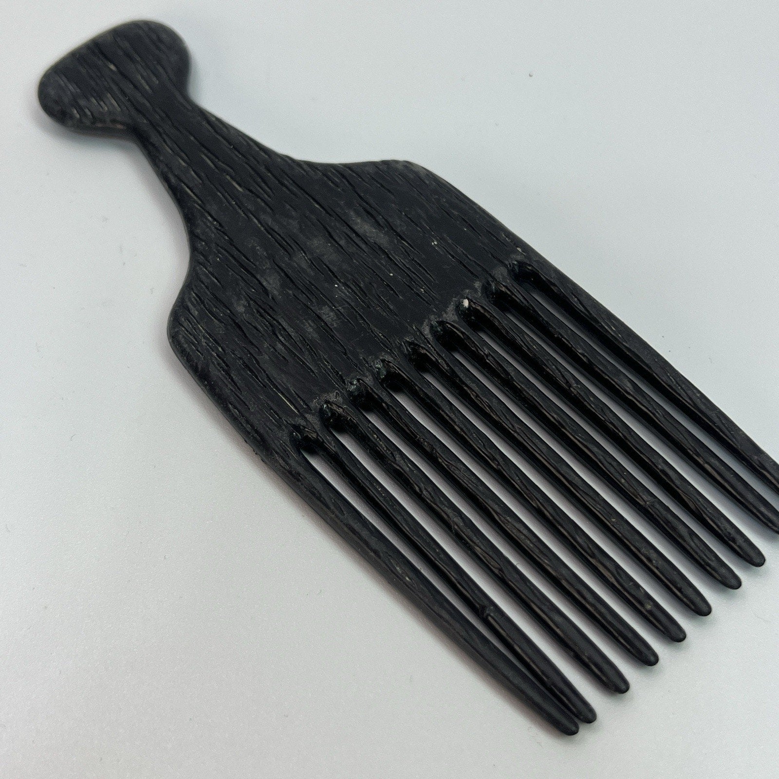 Vtg Black Coramite Hair Pick Comb Perm Lift Wood Grain 70s 80s 90s Goody Style