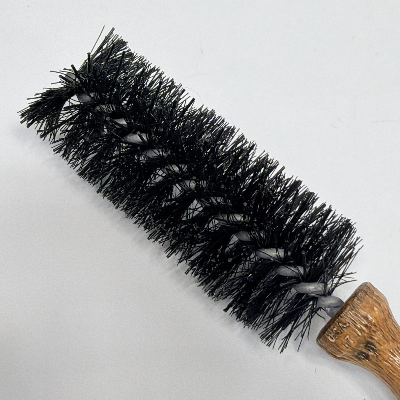 Vtg Goody Styling Brush Round Plastic 1" Bristles Wood Grain Thin Fine Hair