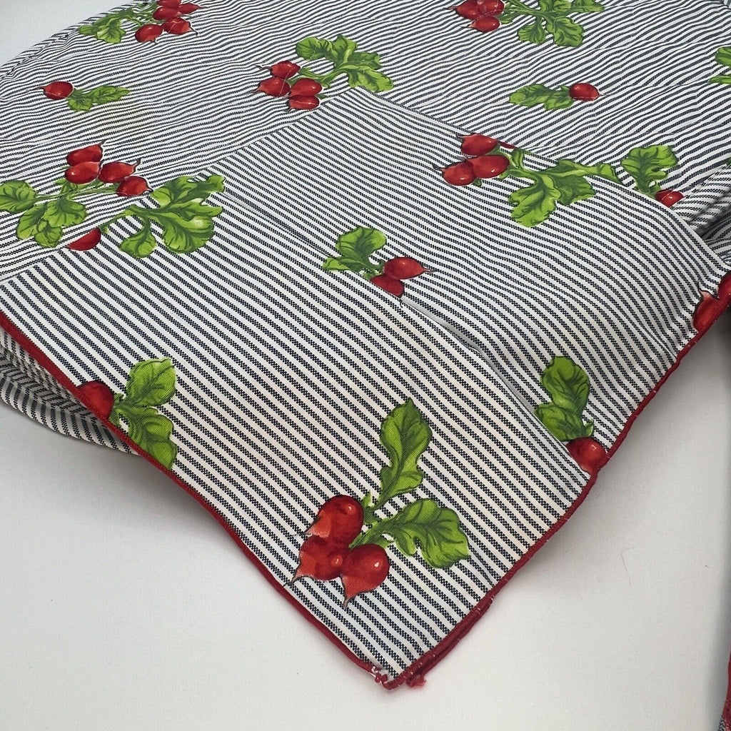 Set 12 Blue Striped Raddish Quilted Placemats Napkins Garden Summer Outdoor 17"