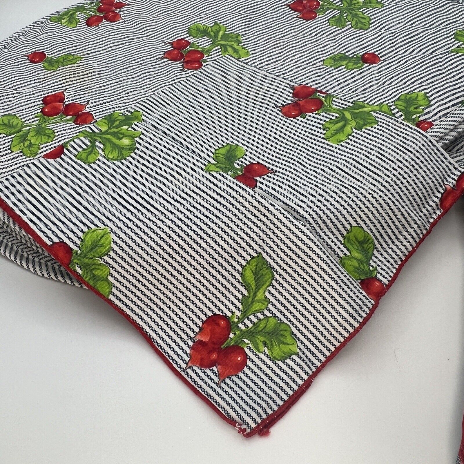 Set 12 Blue Striped Raddish Quilted Placemats Napkins Garden Summer Outdoor 17"