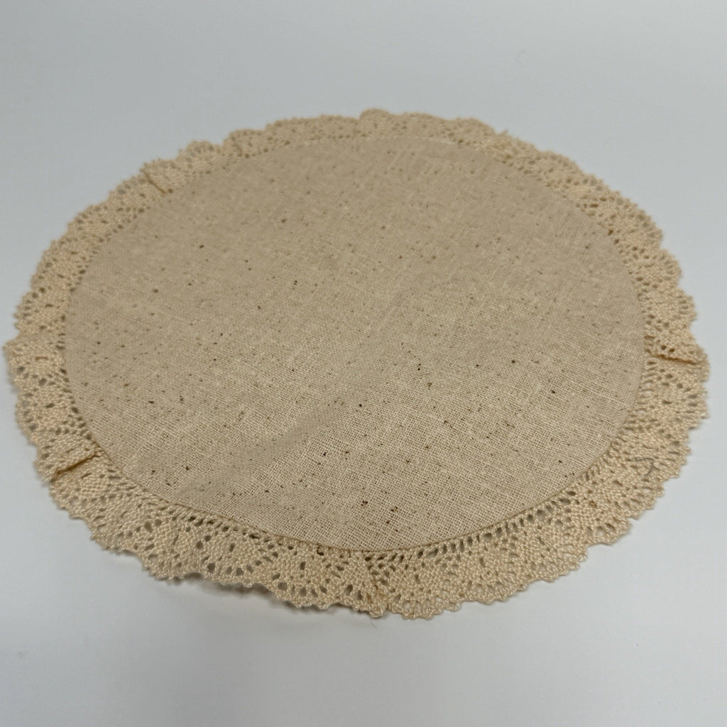Vintage Hand Painted Stenciled Round Strawberry Doily 8" Lace Muslin Cottage