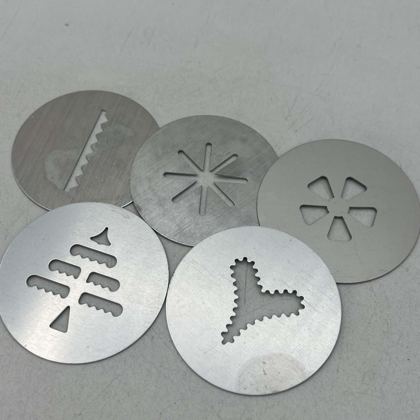 Lot 5 Super Shooter Plus Cookie Press Replacement Parts Disks Shapes Stainless